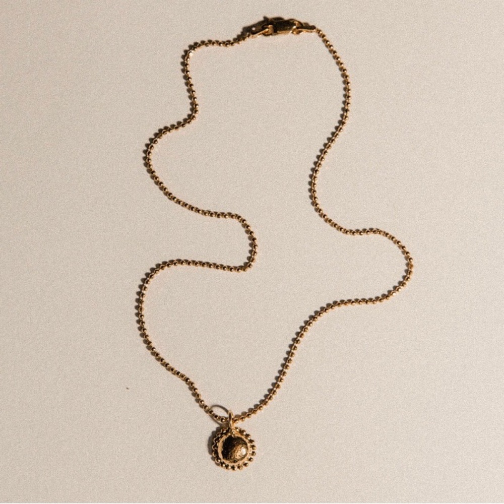 Pamela Card, Gold Coin Necklace, 24K Gold Plated, Madonna's Halo Necklace
